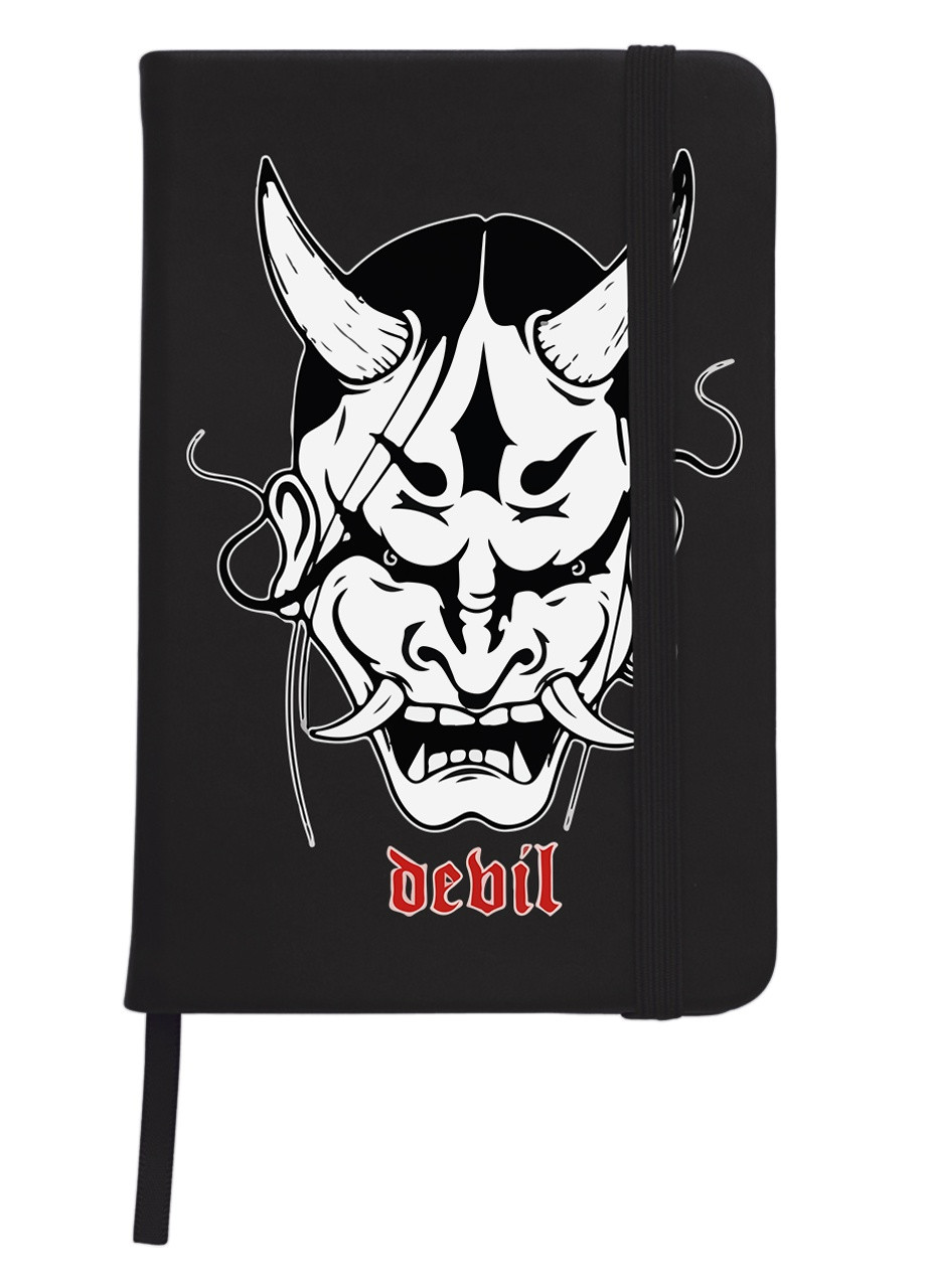 Блокнот А5 Японська маска демона (Japanese demon mask) Чорний (92228-3328-BK) MobiPrint (257324326)
