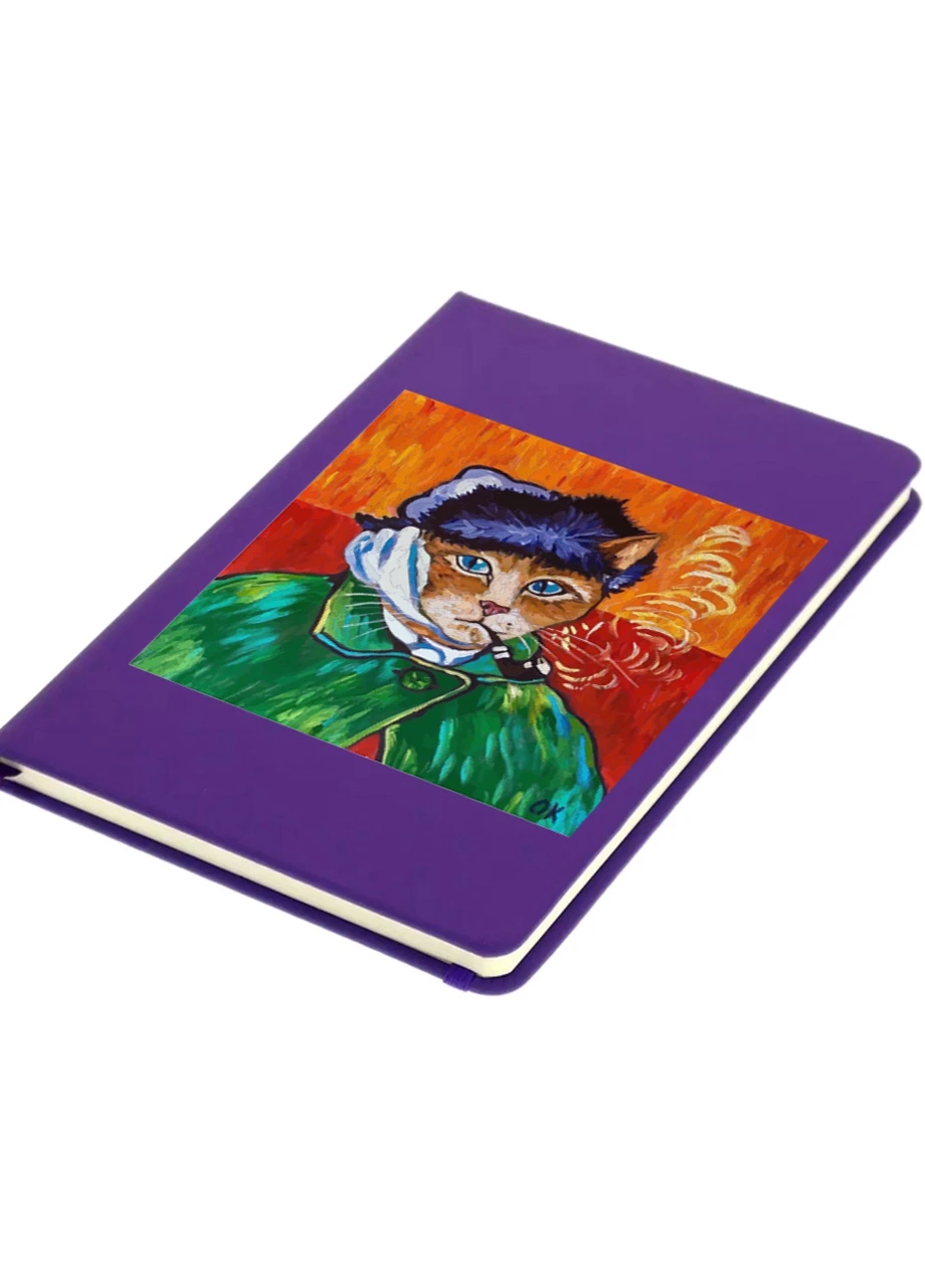 Блокнот А5 Кіт Вінсент Ван Гог (Vincent van Gogh Cat) Фіолетовий (92228-2958-PU) MobiPrint (257324664)