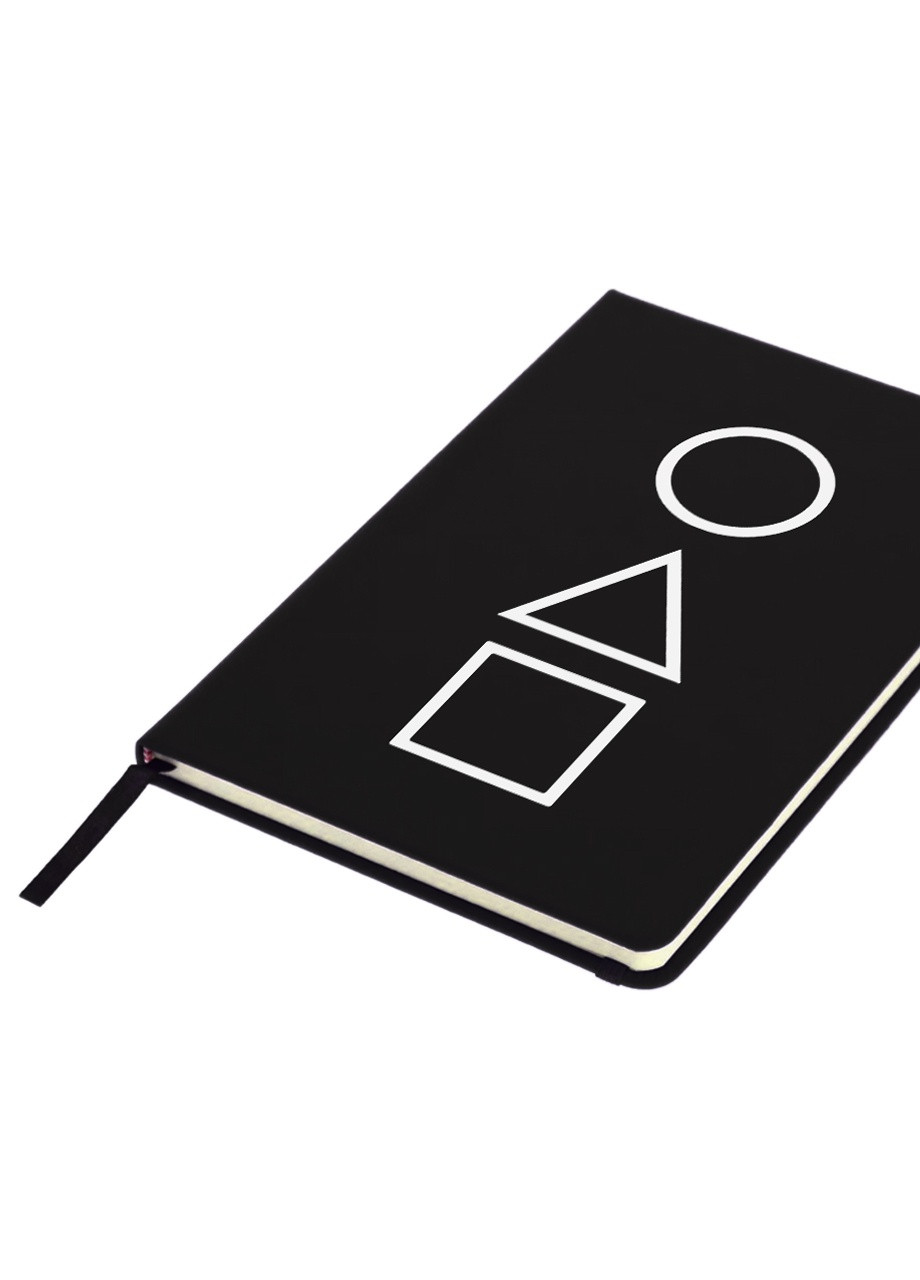 Блокнот А5 Трикутник Квадрат Коло Гра в кальмара (Squid Game) Чорний (92228-3374-BK) MobiPrint (257328902)