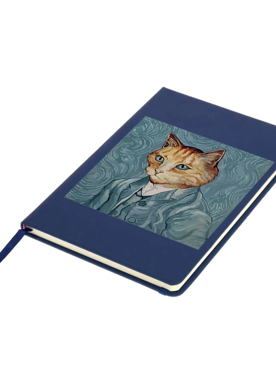 Блокнот А5 Кіт Вінсент Ван Гог (Vincent van Gogh Cat) Темно-синій (92228-2959-NB) MobiPrint (257327322)