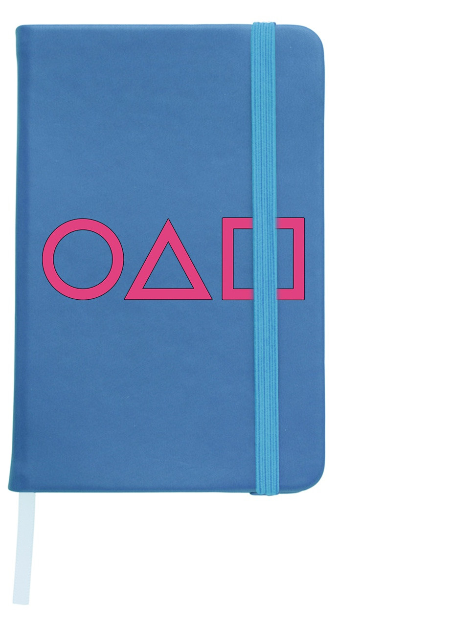 Блокнот А5 Трикутник Квадрат Коло Гра в кальмара (Squid Game) Світло-блакитний (92228-3378-SK) MobiPrint (257323428)