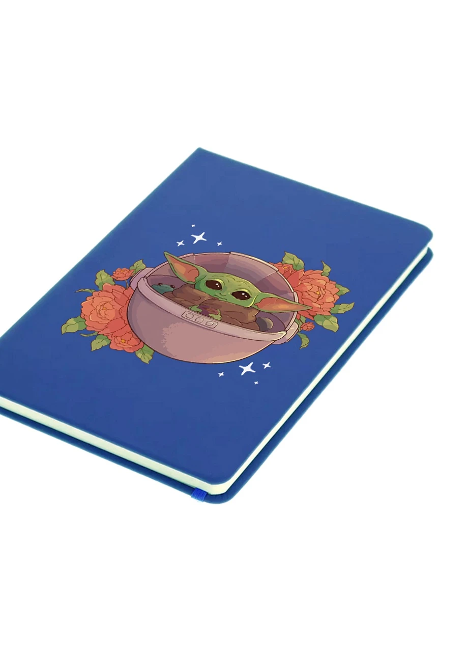 Блокнот А5 Грогу Йода квіти (Grogu Baby Yoda) Світло-блакитний (92228-3521-SK) MobiPrint (257324783)