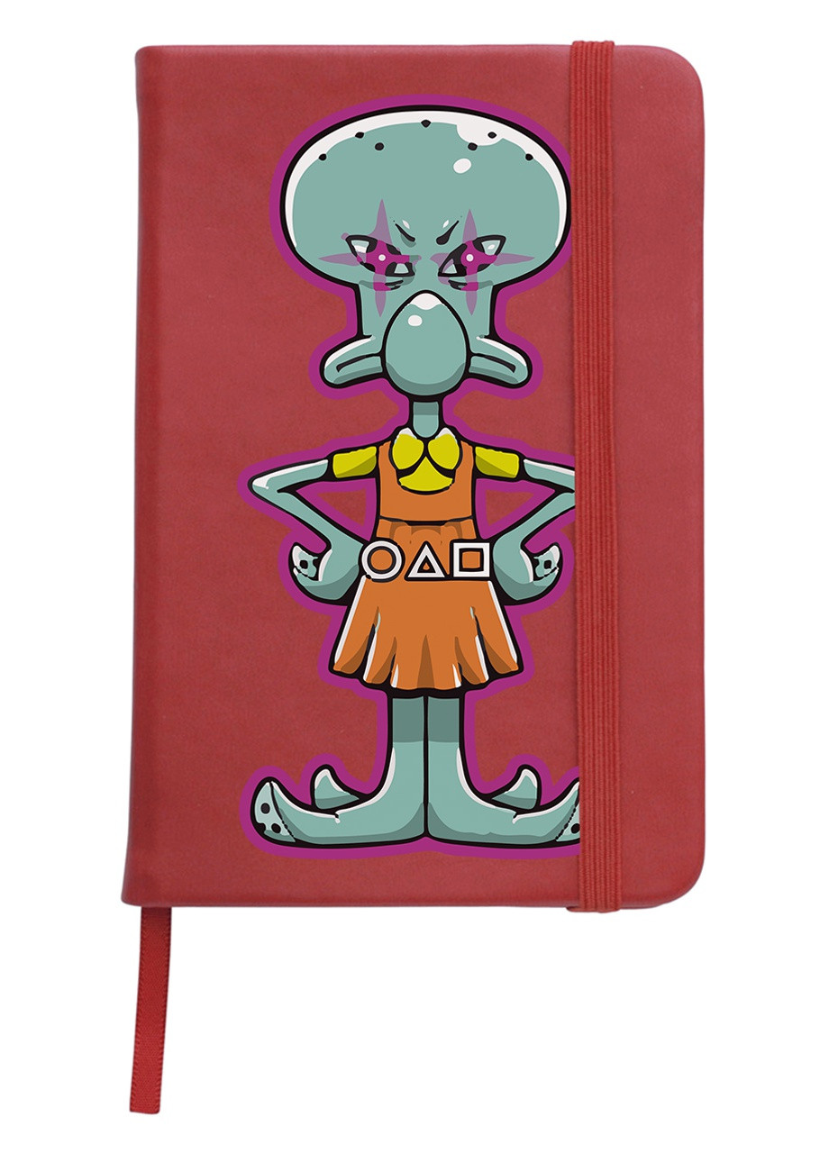 Блокнот А5 Сквидвард Тентикалс Игра в кальмара (Squidward and Squid Game) Красный (92228-3457-RD) MobiPrint (257323130)
