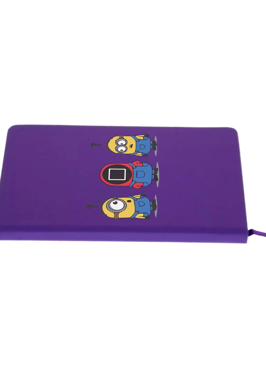 Блокнот А5 Гра в кальмара та Міньйони (Minions and Squid Game) Фіолетовий (92228-3455-PU) MobiPrint (257326606)