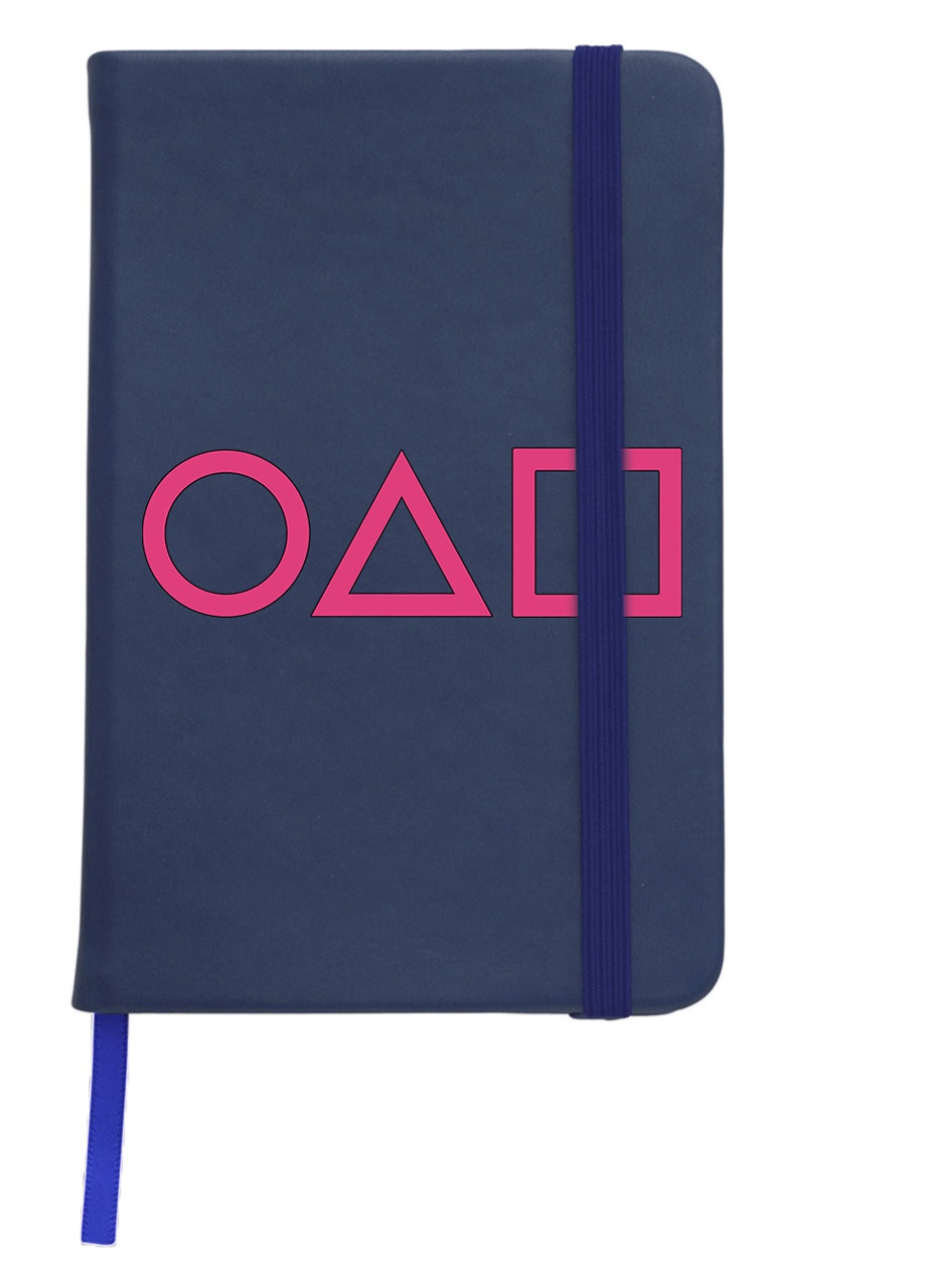 Блокнот А5 Трикутник Квадрат Коло Гра в кальмара (Squid Game) Темно-синій (92228-3378-NB) MobiPrint (257325378)