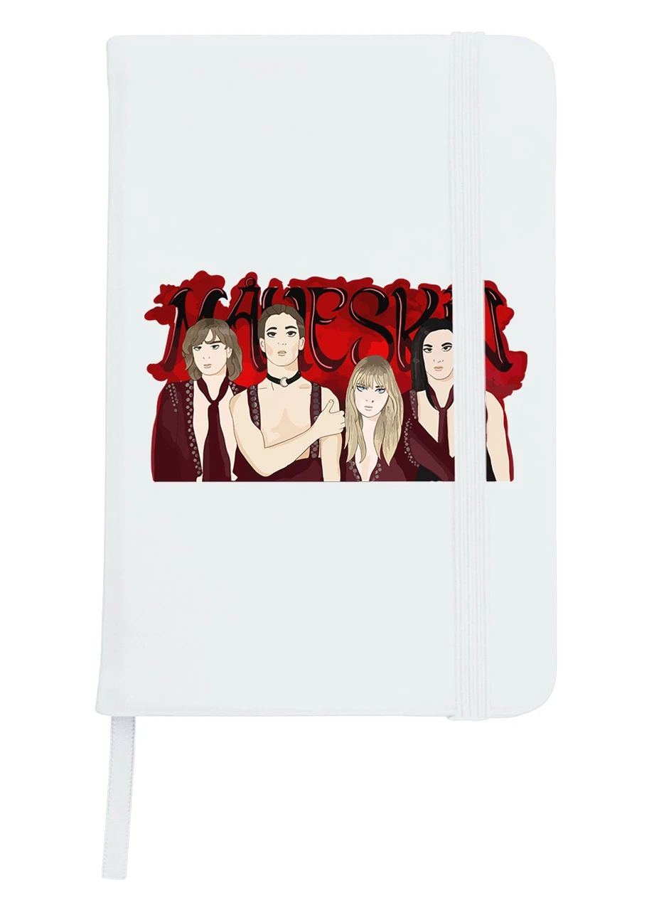 Блокнот А5 Манескін група арт, лого (Maneskin group art) Білий (92228-3511-WT) MobiPrint (257328359)