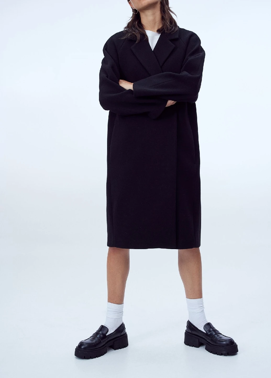 Черное демисезонное Пальто H&M