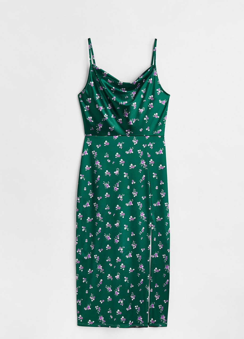 Темно-зеленое кэжуал платье H&M с цветочным принтом