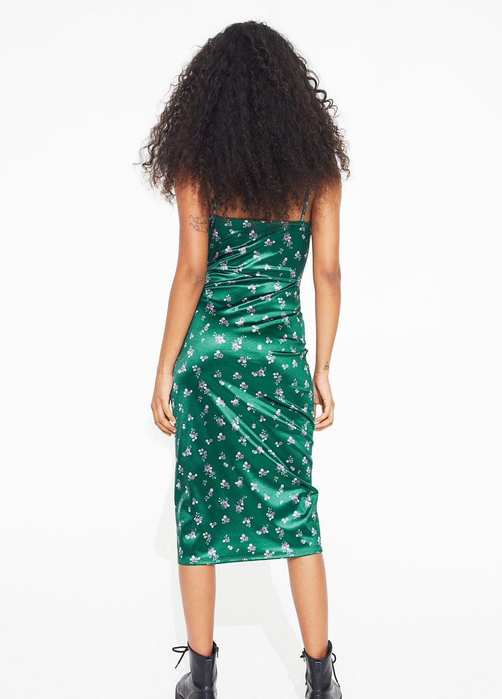 Темно-зеленое кэжуал платье H&M с цветочным принтом