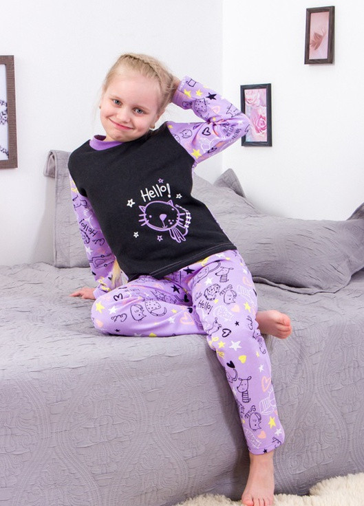 Фіолетова всесезон піжама для дівчинки hello (бузок) 104 (6076-024-33-5-н-v0) Носи своє