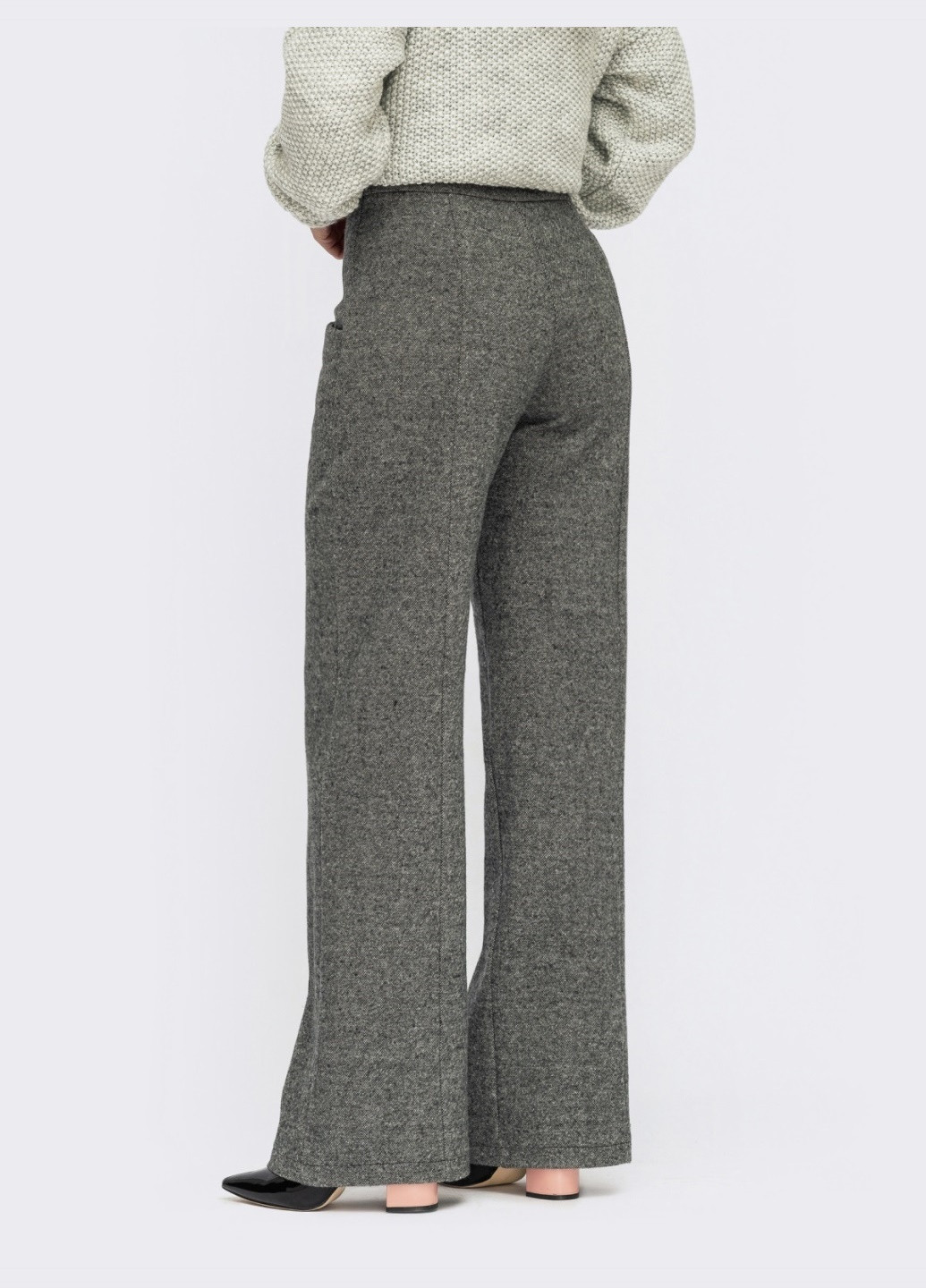 кежуал серые брюки из жаккарда с декоративными пуговицами меланжевые Dressa (257339243)