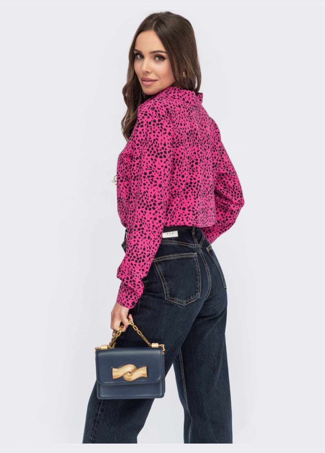 Розовая розовая блузка в леопардовый принт Dressa