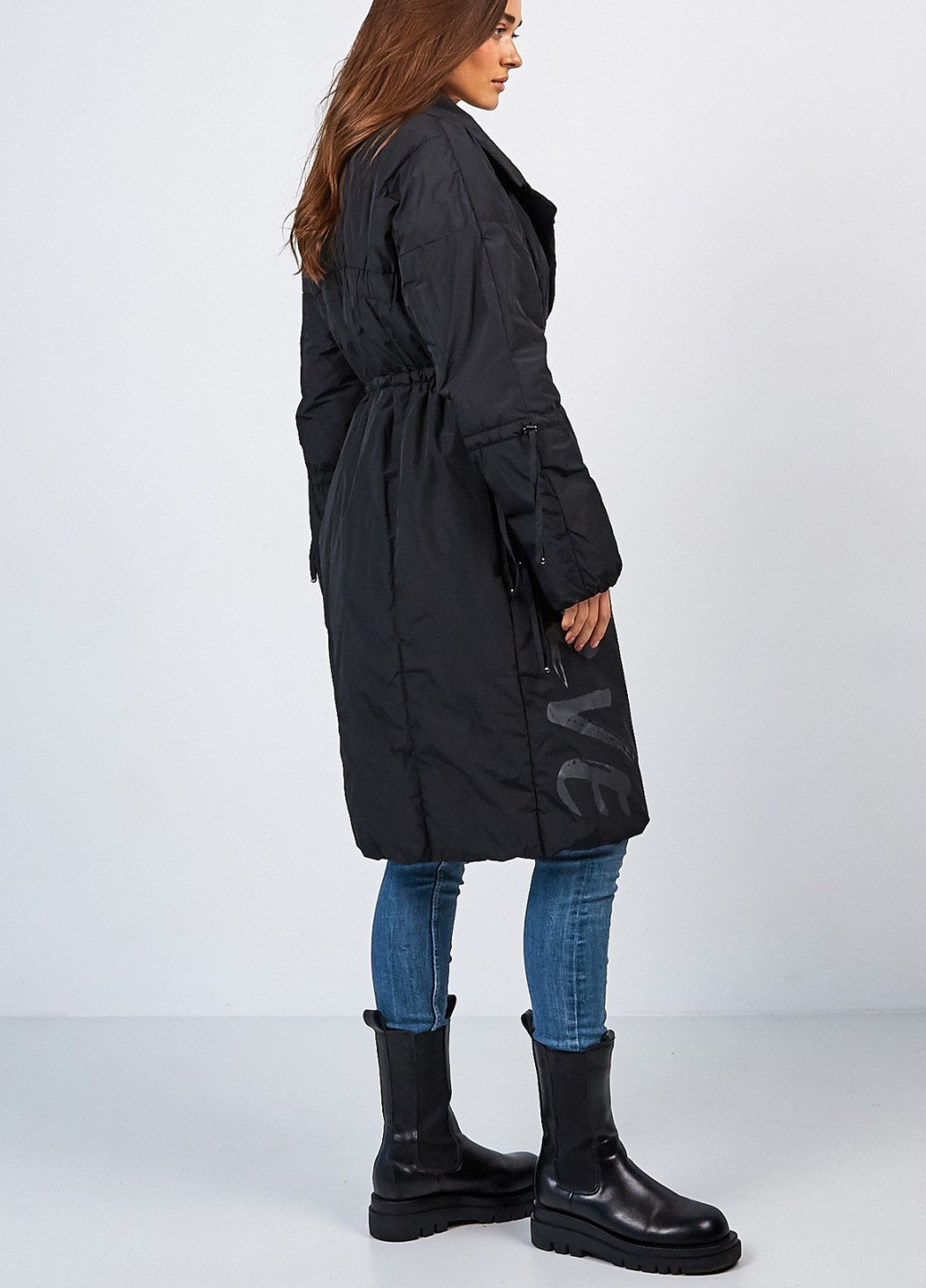 Черное демисезонное Тренч-кокон Lora Duvetty