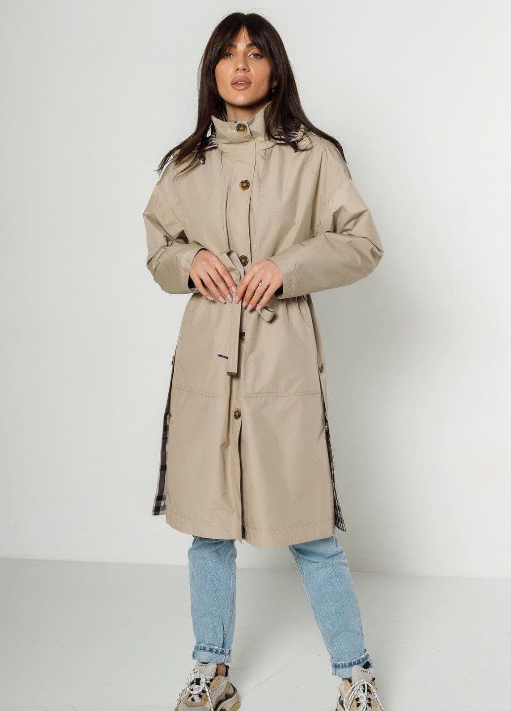 Бежеве демісезонне Плащ-тренч Lora Duvetty