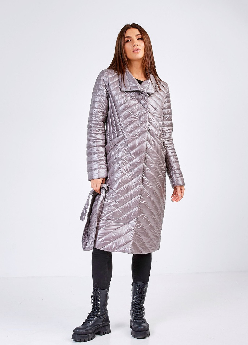 Серебряное демисезонное Пальто Lora Duvetty