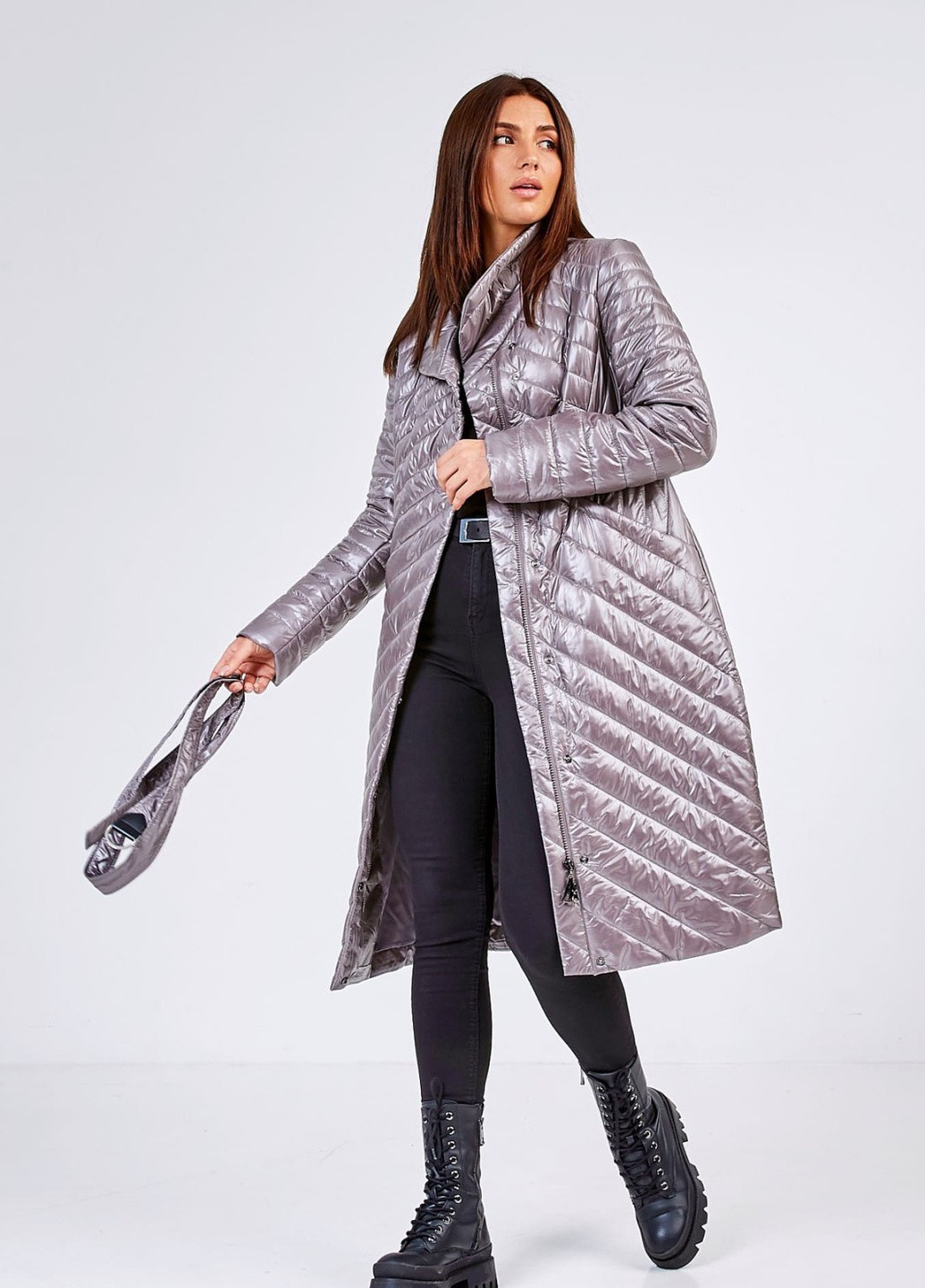 Серебряное демисезонное Пальто Lora Duvetty