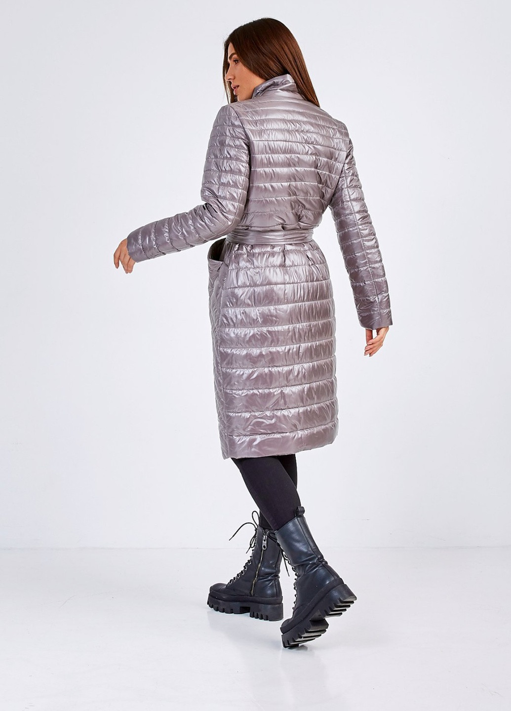 Серебряное демисезонное Пальто Lora Duvetty