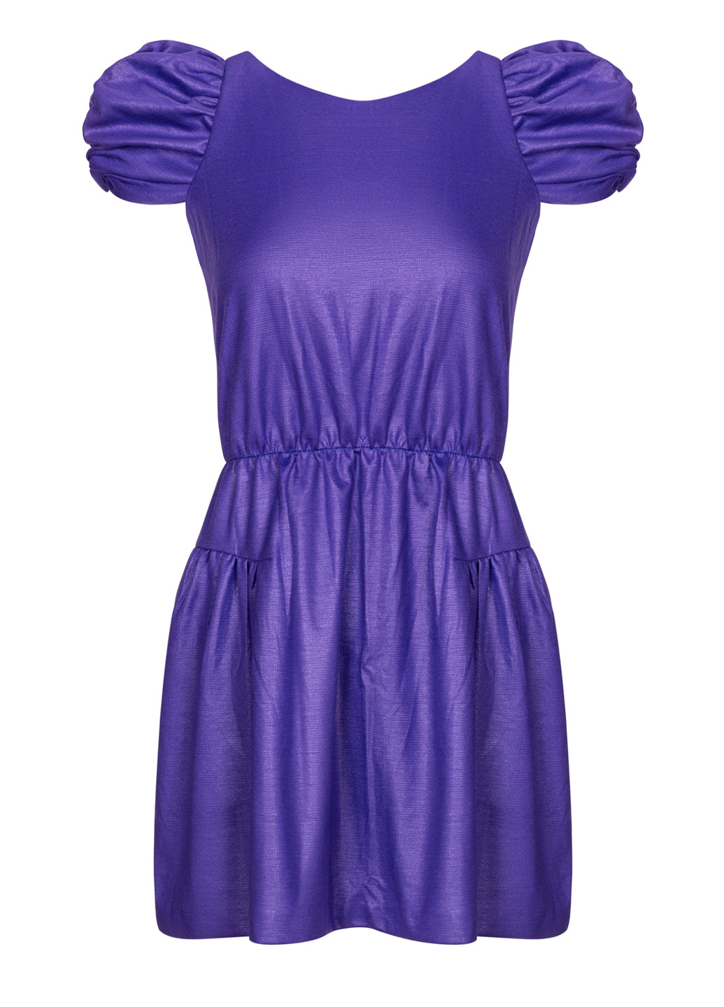 Фиолетовое повседневный мини платье с пышными короткими рукавами клеш, бэби долл, а-силуэт River Island однотонное
