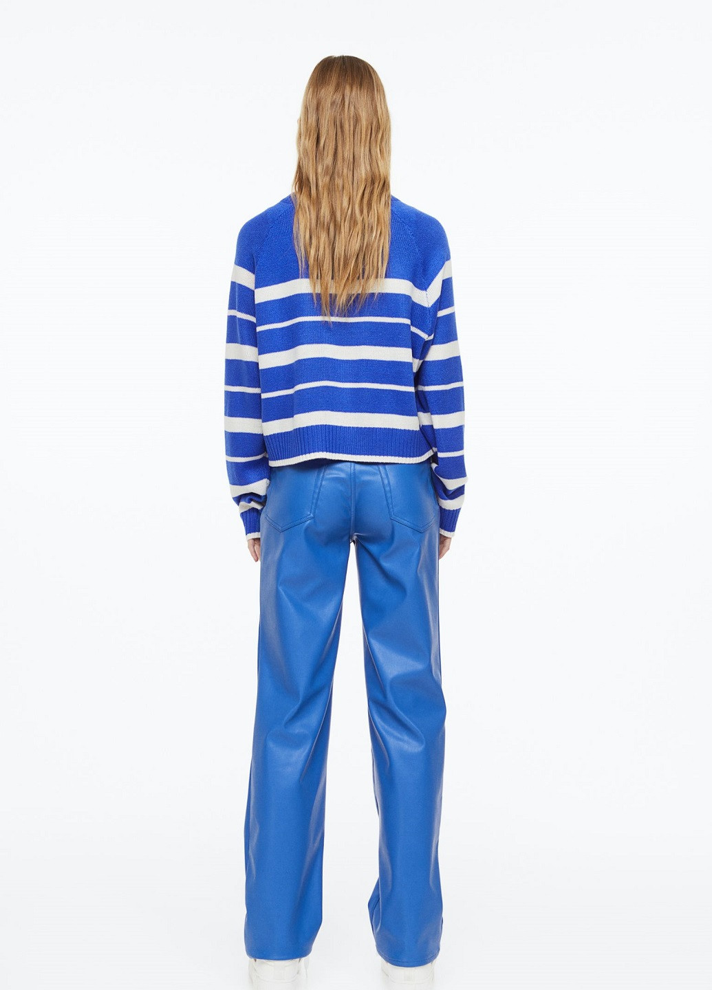 Голубые кэжуал демисезонные брюки H&M