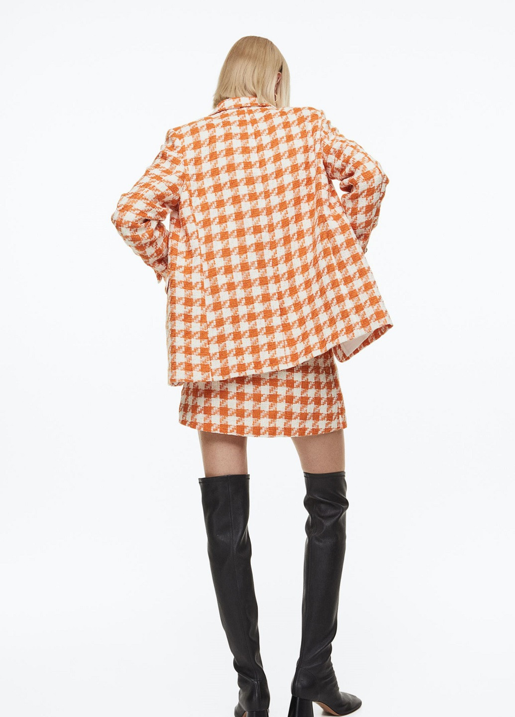 Оранжевый женский жакет H&M с узором пье-де-пуль «гусиная лапка» - демисезонный