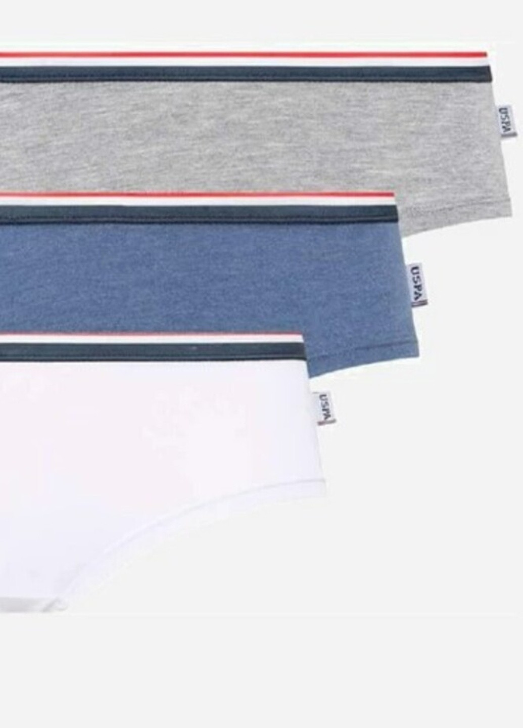Труси-шорти жіночі (3 шт.)/ US.POLO.ASSN./ / WHITE+BLUE MELANGE+GREY MELANGE/ 38 US.POLO.ASSN. 66272 (257377015)