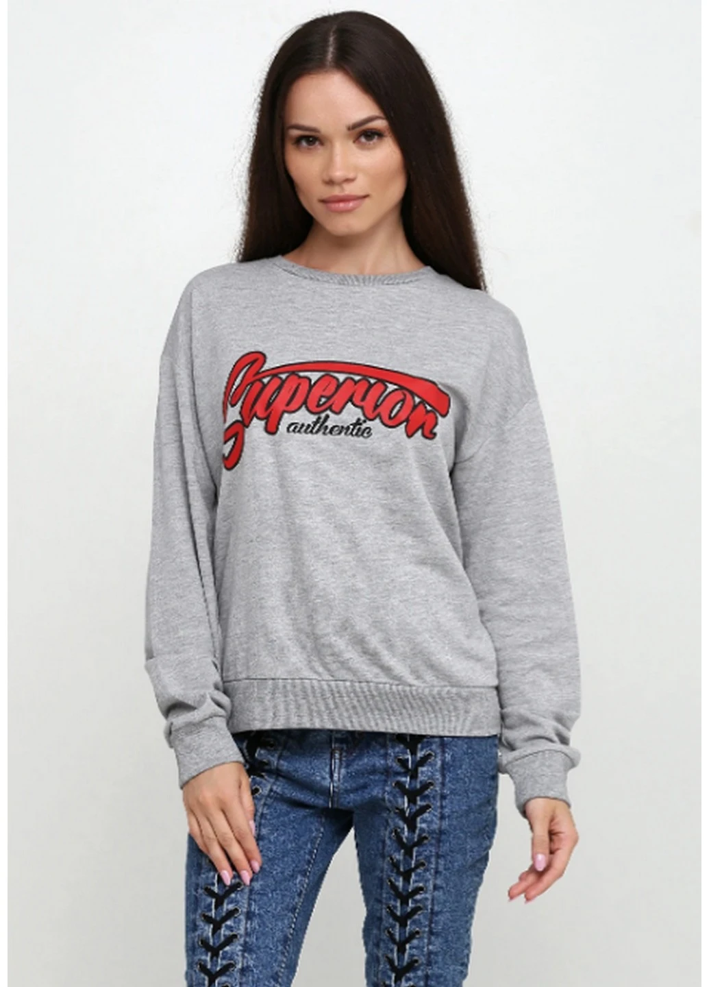 Серый свитшот H&M надпись (257377922)