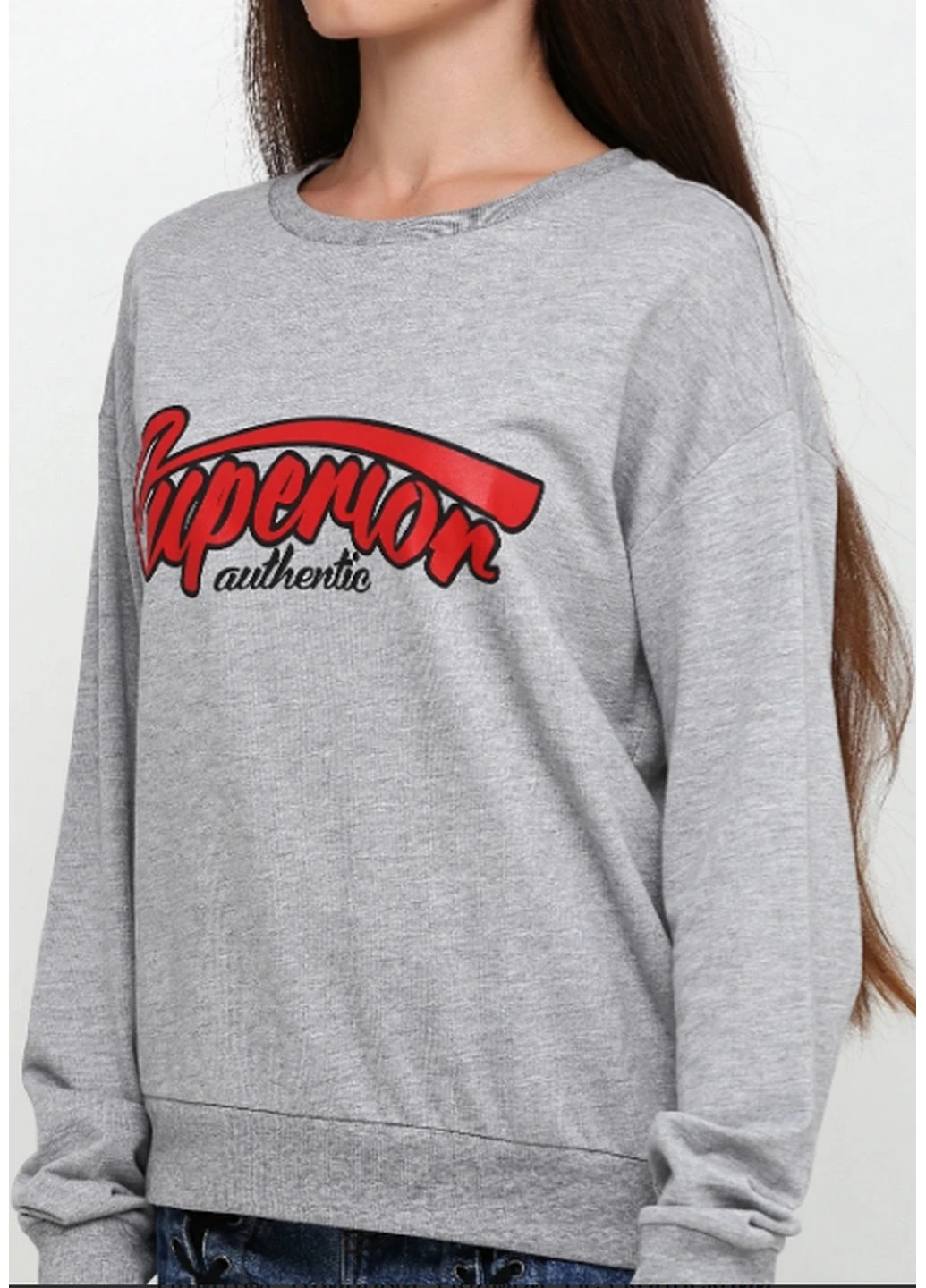 Серый свитшот H&M надпись (257377922)