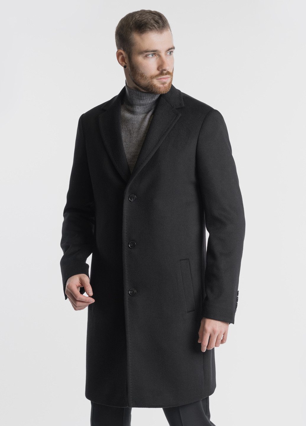 Черное демисезонное Пальто мужское Arber
