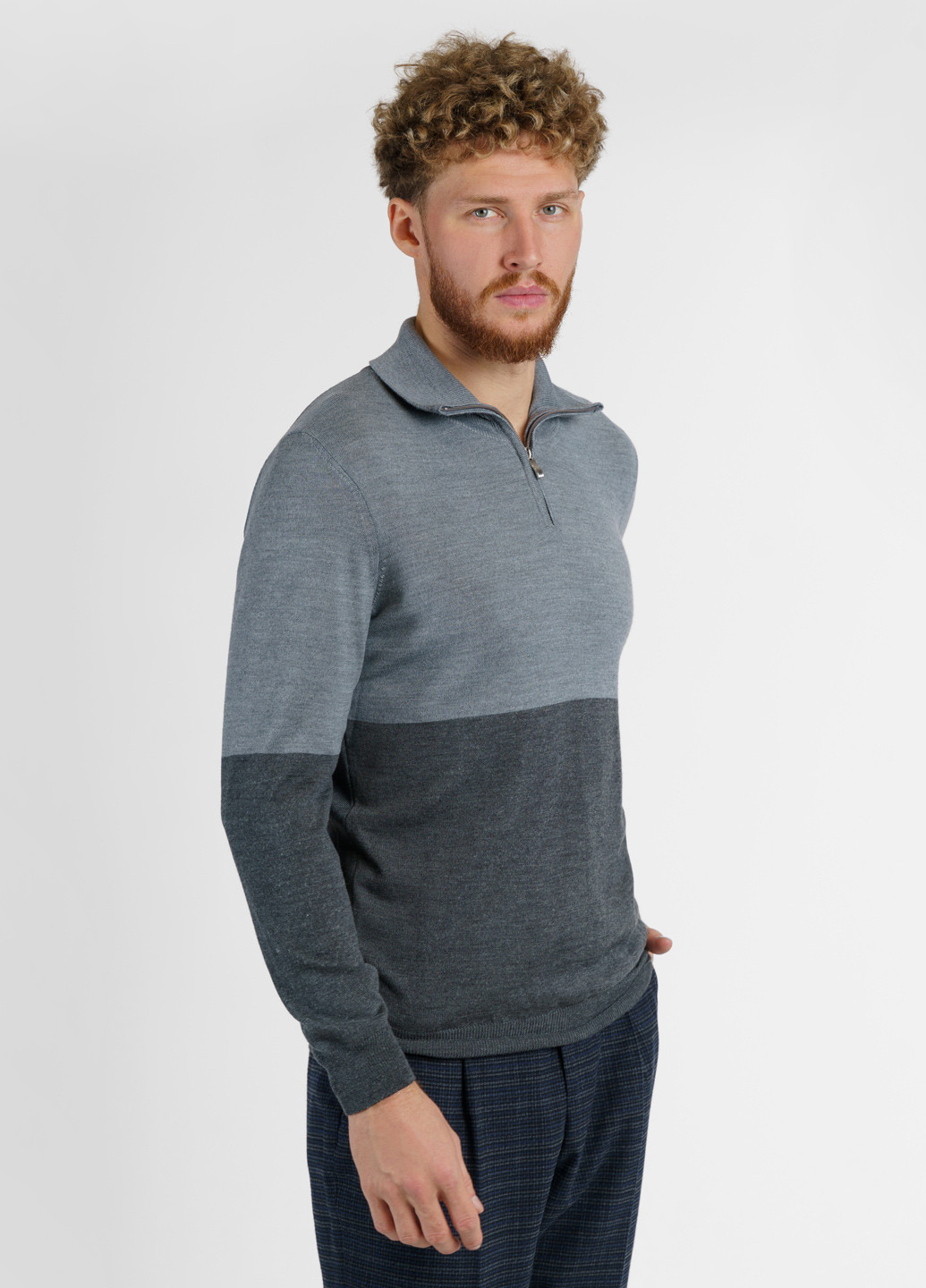 Сірий зимовий светр чоловічий Arber Zipper-neck FF Siva N-AVT-92