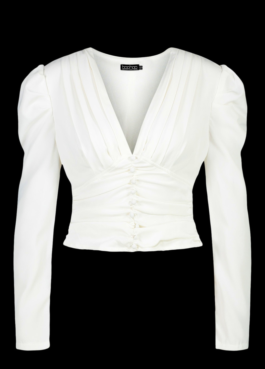 Айвір блуза укорочена з гудзиками айворі Boohoo