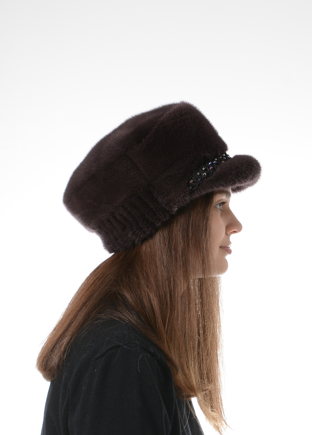 Зимняя женская норковая кепка из цельного меха норки Меховой Стиль норма (257381107)