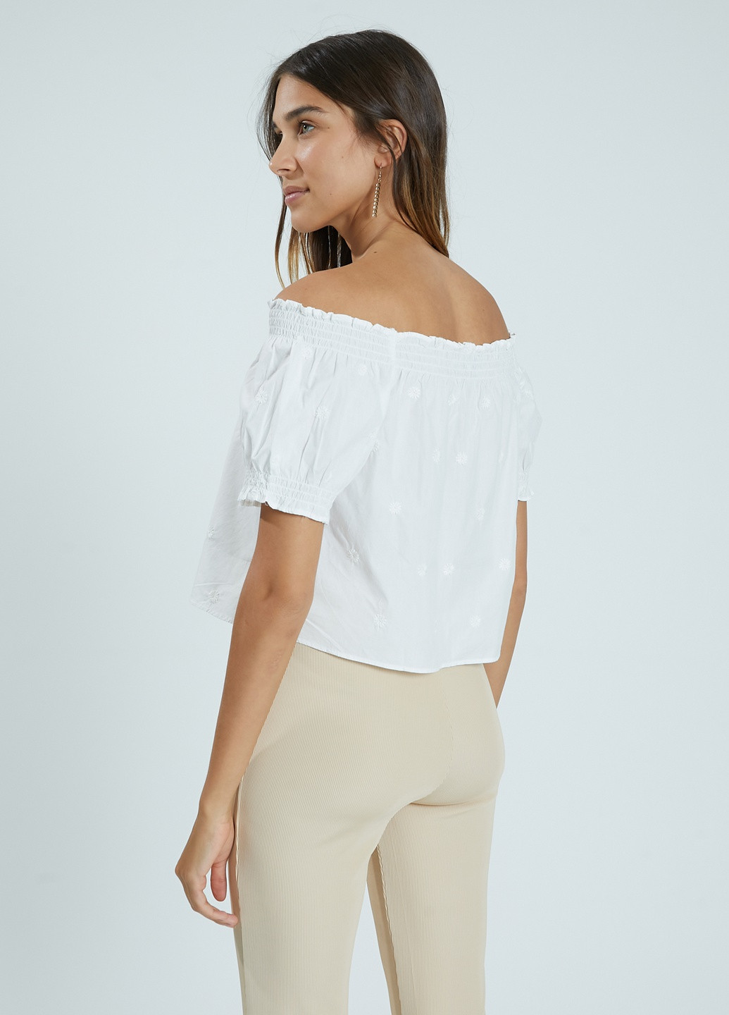 Белая летняя блуза из хлопка с вышивкой Pimkie