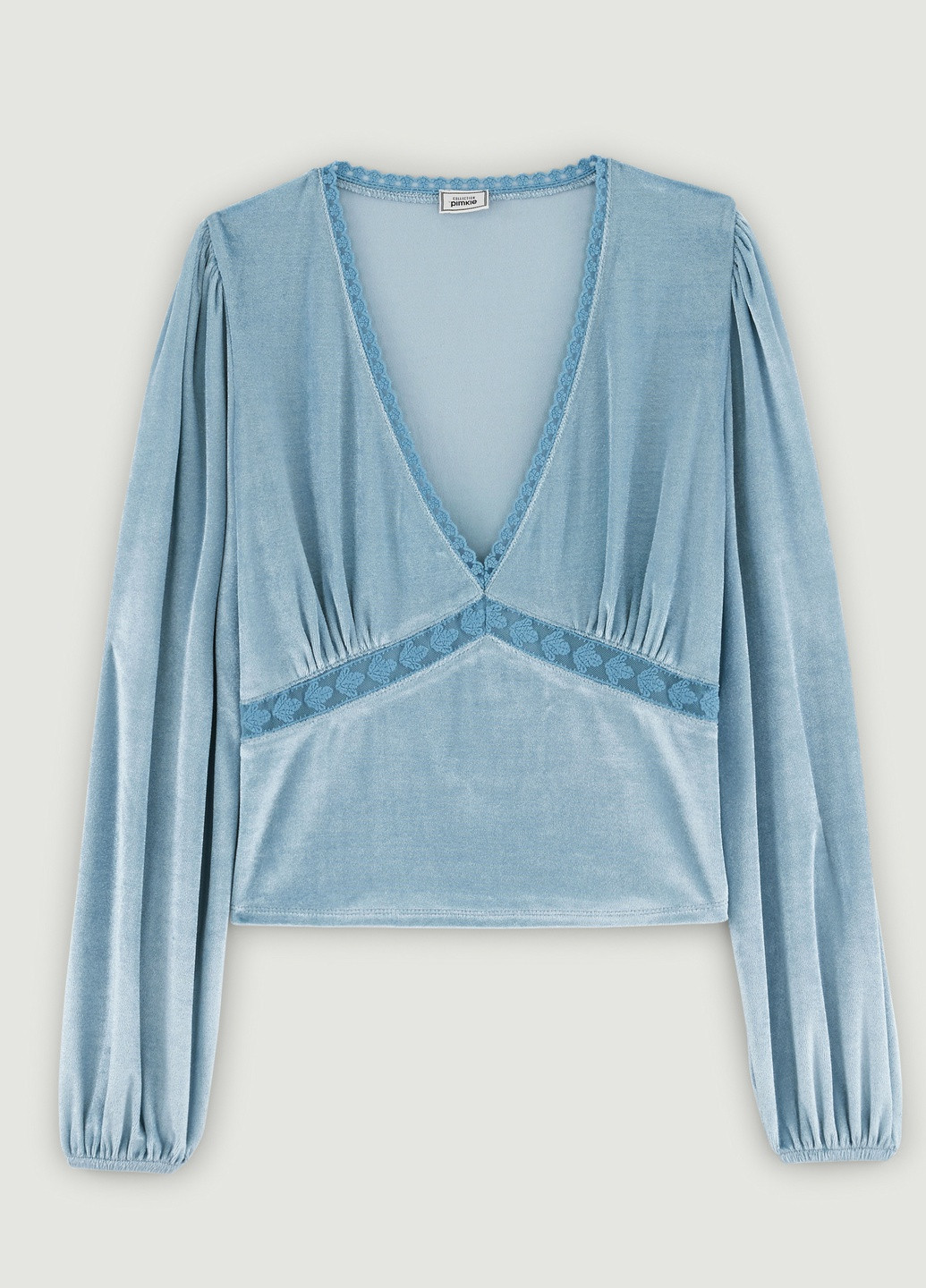 Блакитна блуза з оксамитової тканини Pimkie