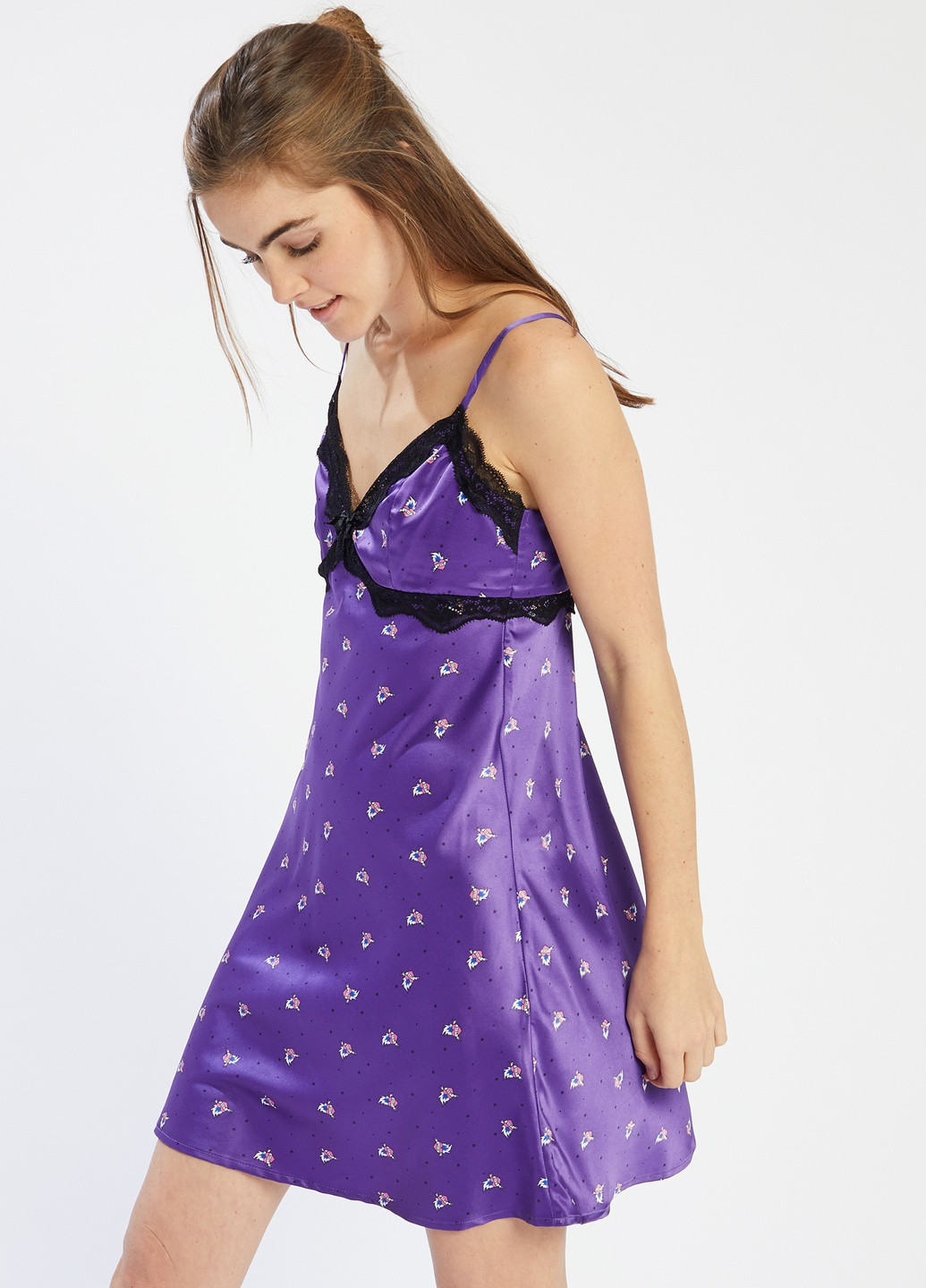 Фіолетова кежуал сукня-комбінація з візерунком Pimkie однотонна
