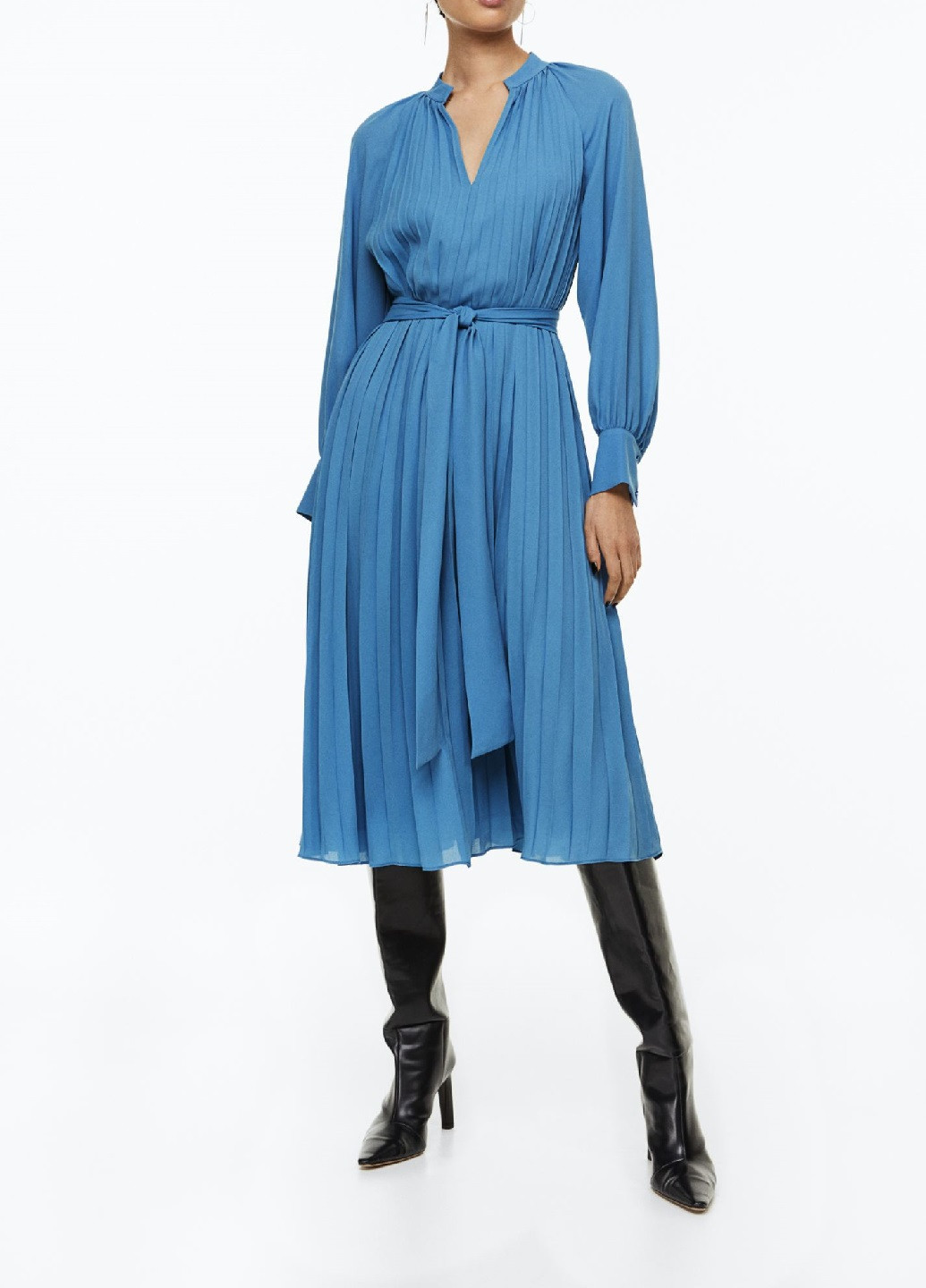 Синее деловое платье H&M однотонное
