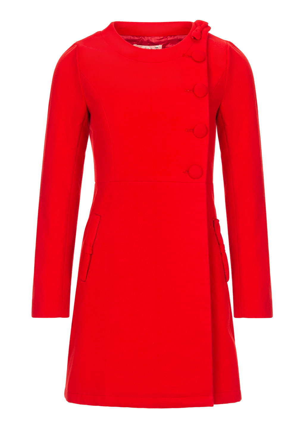 Красное демисезонное Женское пальто однобортное Yumi