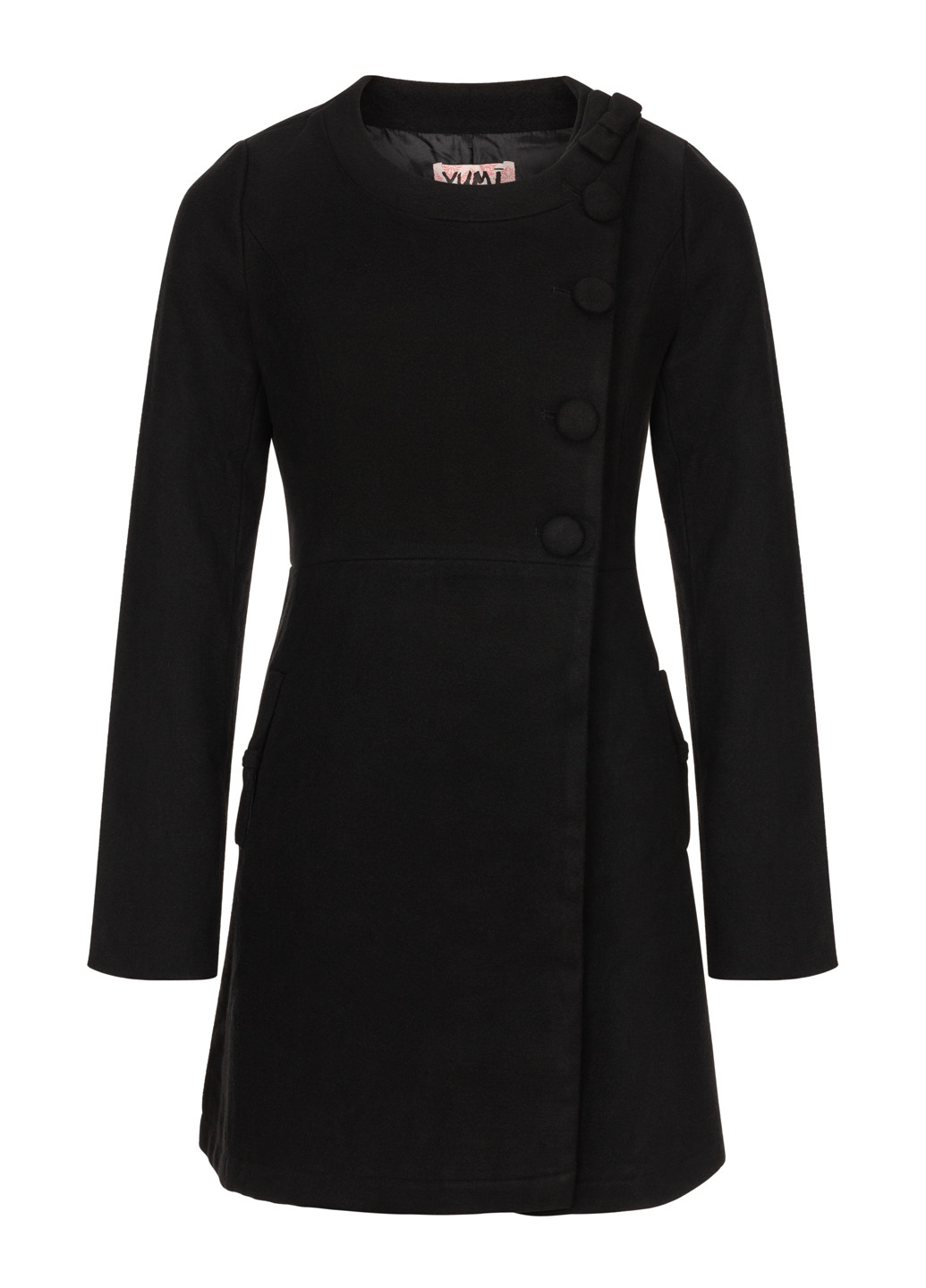 Черное демисезонное Женское пальто однобортное Yumi