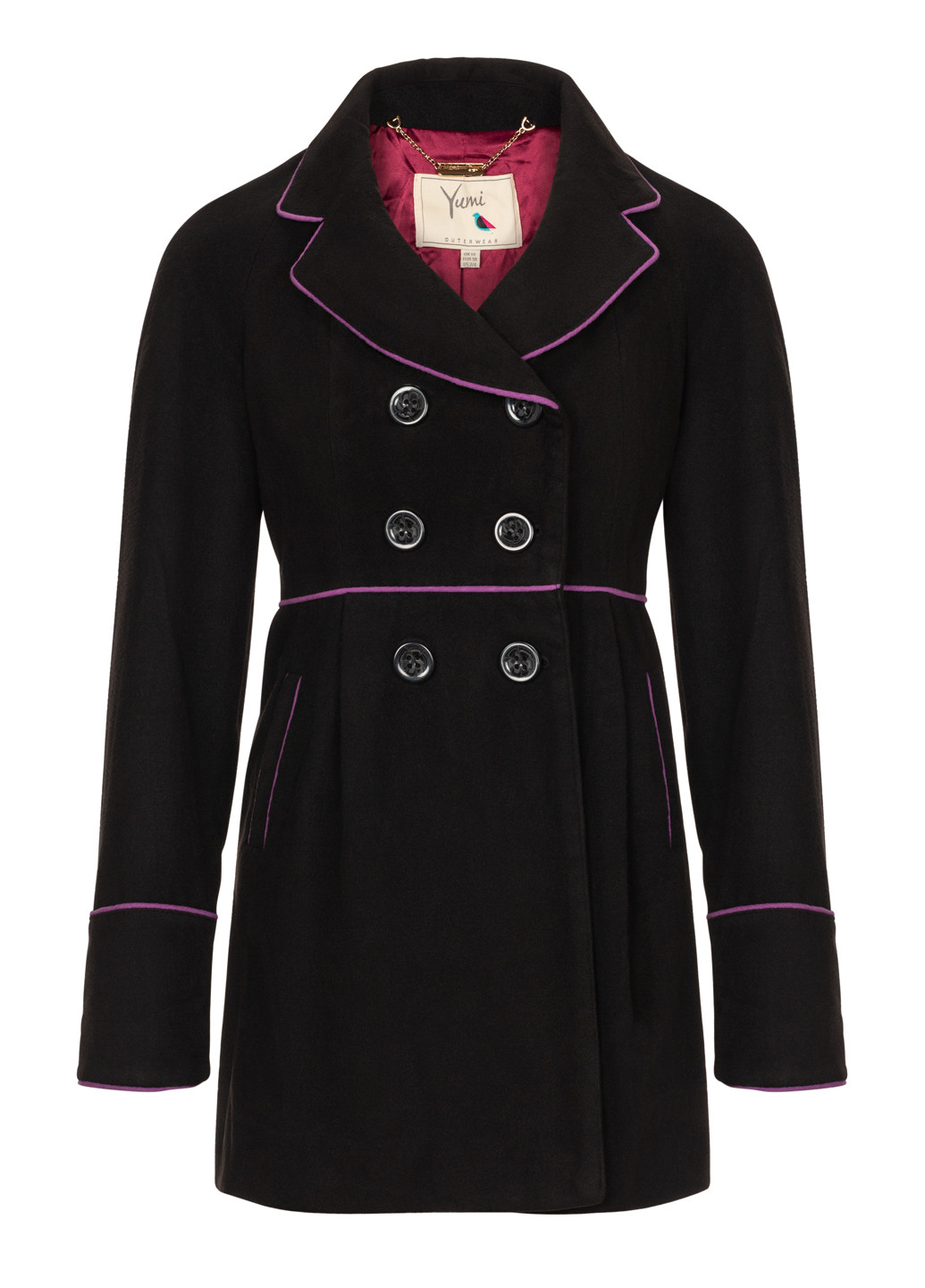 Черное демисезонное Женское черное укороченное пальто двубортное Yumi