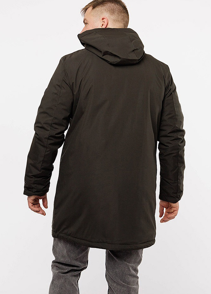 Оливковая (хаки) демисезонная куртка длинная мужская Remain