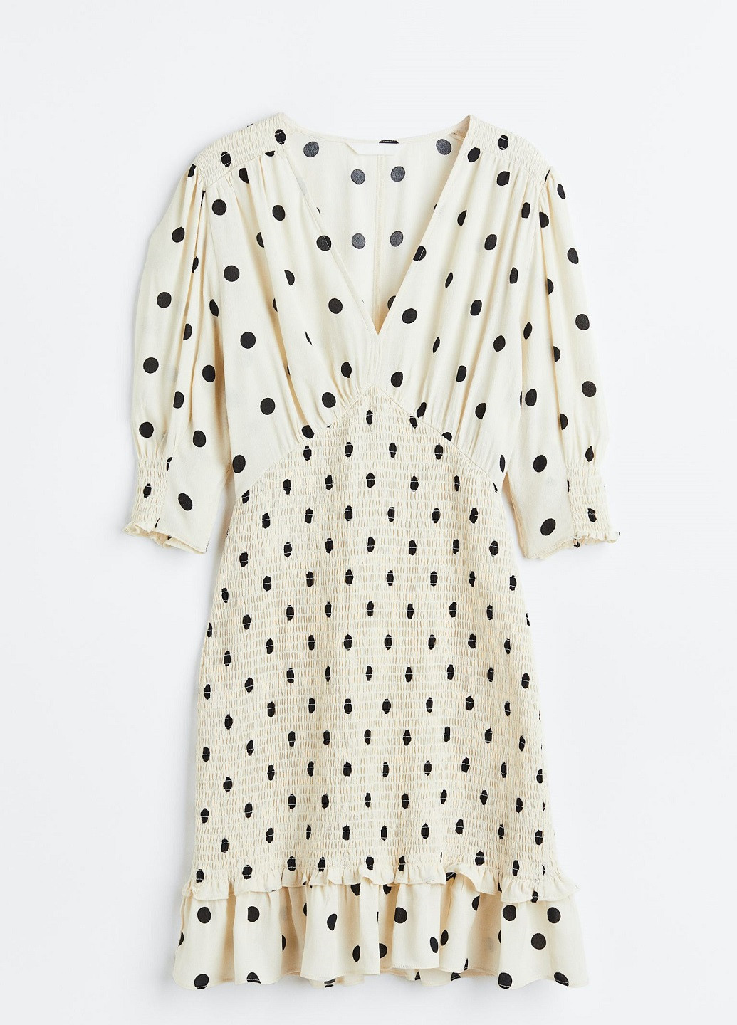 Светло-бежевое кэжуал платье H&M в горошек