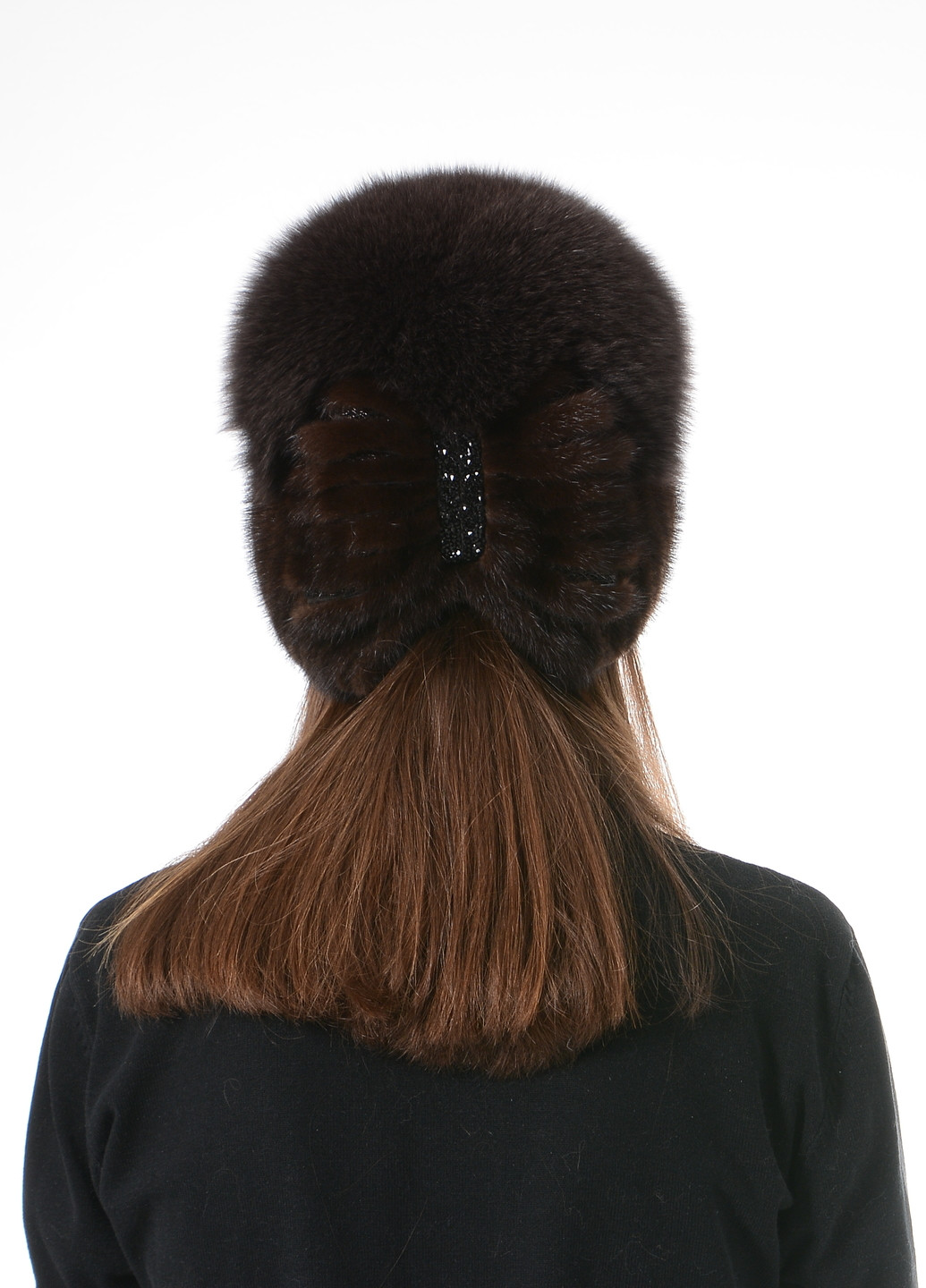 Женская зимняя вязаная норковая шапка с помпоном Меховой Стиль стрекоза (257421602)