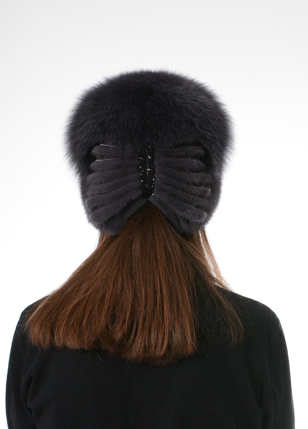 Женская зимняя вязаная норковая шапка с помпоном Меховой Стиль стрекоза (257421601)