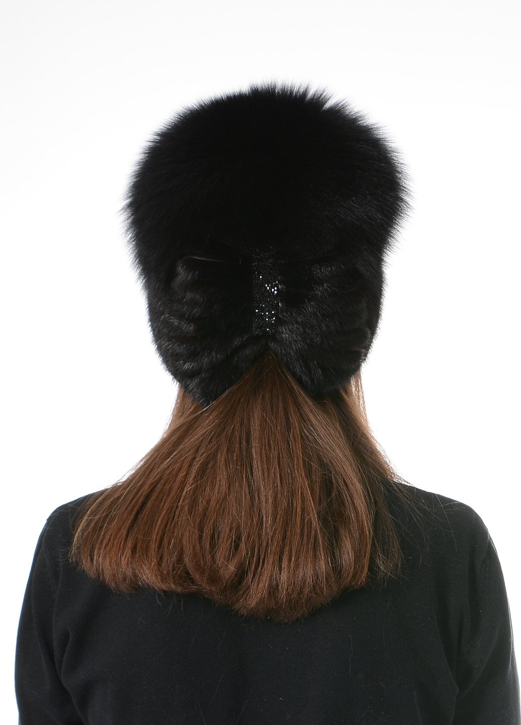 Жіноча зимова в'язана норкова шапка з помпоном Меховой Стиль стрекоза (257421604)