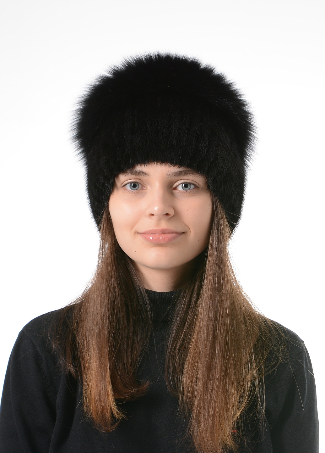 Жіноча зимова в'язана норкова шапка з помпоном Меховой Стиль стрекоза (257421604)