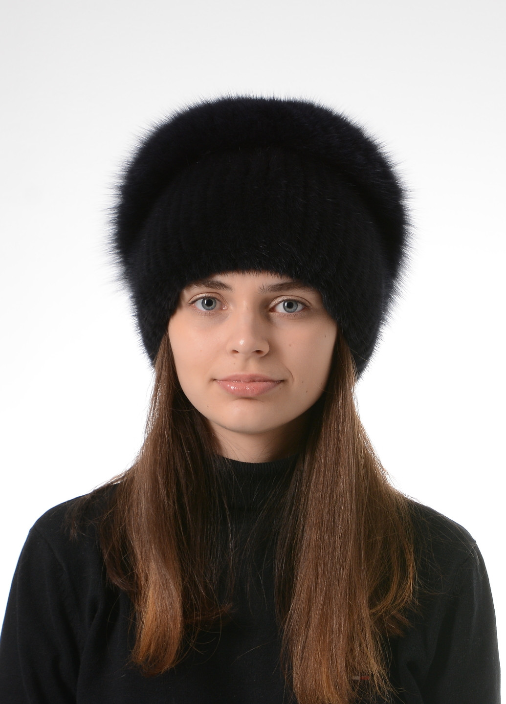 Женская зимняя вязаная норковая шапка с помпоном Меховой Стиль стрекоза (257421597)