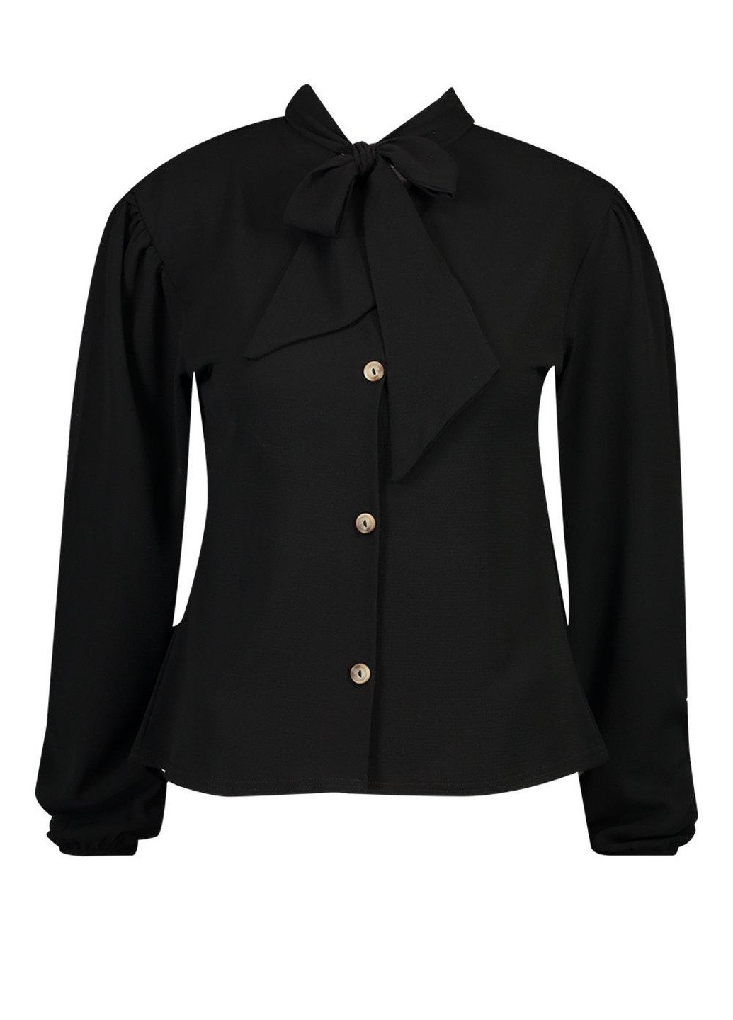 Чёрная блуза однотонная на пуговицах черная Boohoo