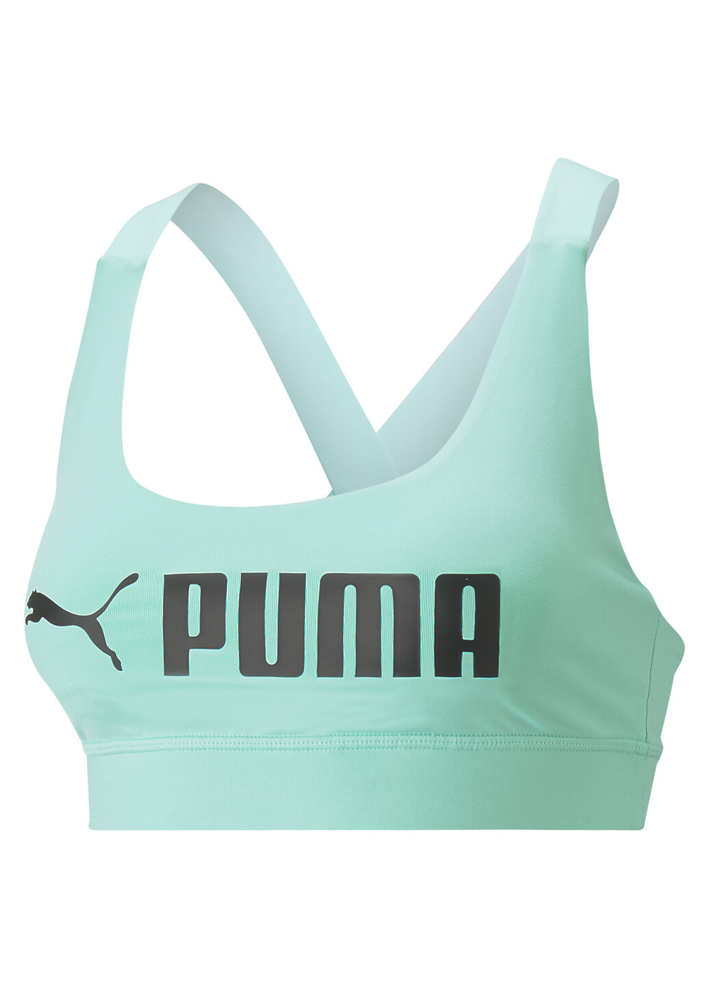 Зелений топ fit mid impact training bra women Puma поліестер, еластан