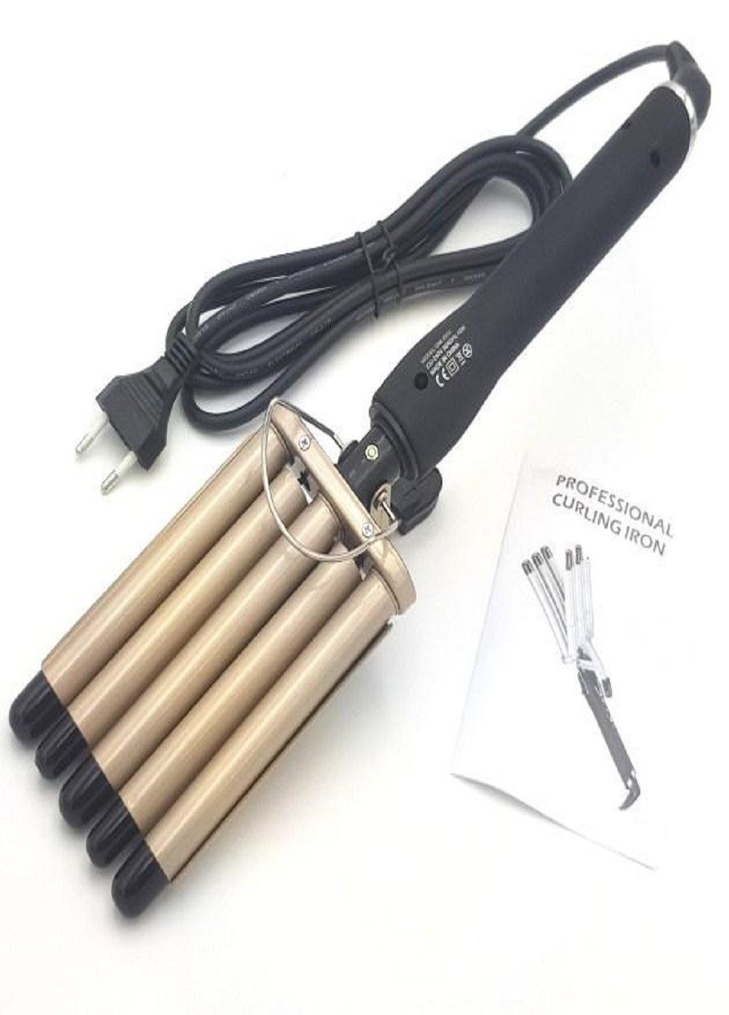 Плойка-щипці п'ятихвильова з керамічним покриттям для завивки волосся ProGemei GM-2933 Gold No Brand (257457502)