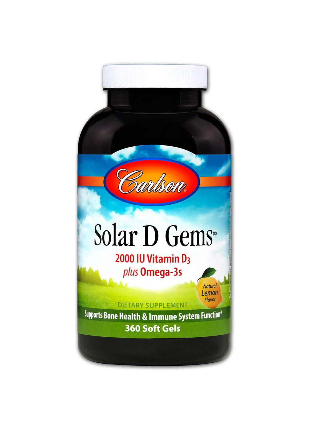 Риб'ячий жир з вітаміном Д Solar D Gems Лимон 2000 МО 360 капсул Carlson Labs (257470547)