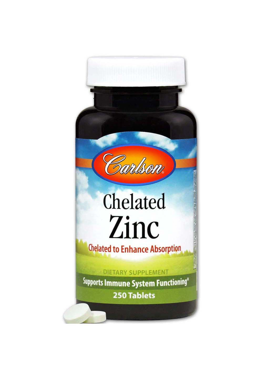 Цинк хелатний Chelated Zinc 250 таблеток Carlson Labs (257470507)